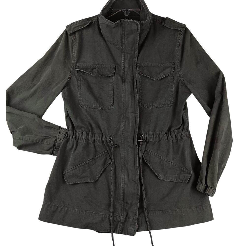 American Rag Shadow Stars Military Jacket Women Large Green Zip/Snap Boho Grunge